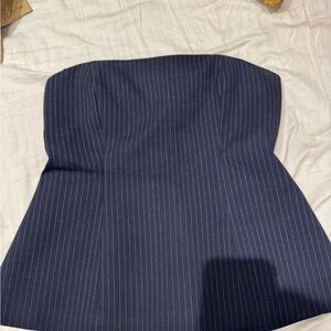 Zara Black Pinstripe Strapless Top